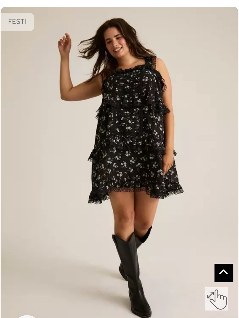 torrid Black Floral Lace-Trim Tiered Mini Dress 0 Festi
